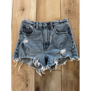 Abercrombie Mom Shorts High Rise Distressed Denim Medium Wash Vintage Fit 24/00
